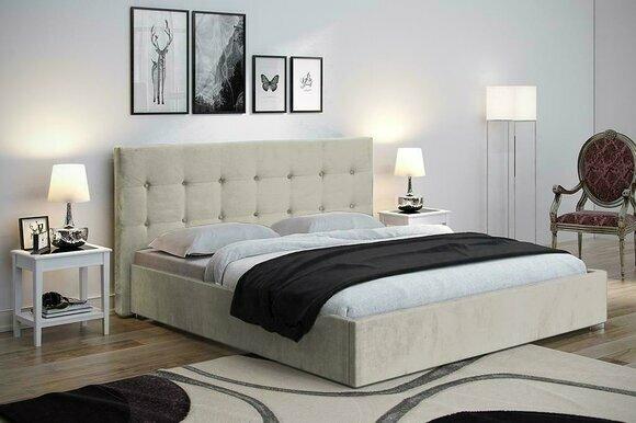 Beige 160x200 Bett Schlafzimmer Betten Textil Leder Hotel Luxus Polster Big Neu