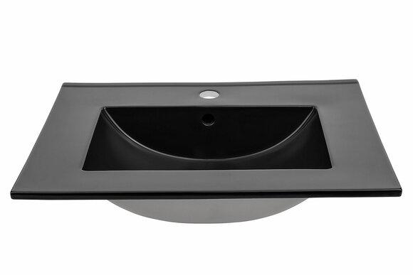 Keramik Waschbecken Waschtisch Einbau Schwarze Platte Design Becken