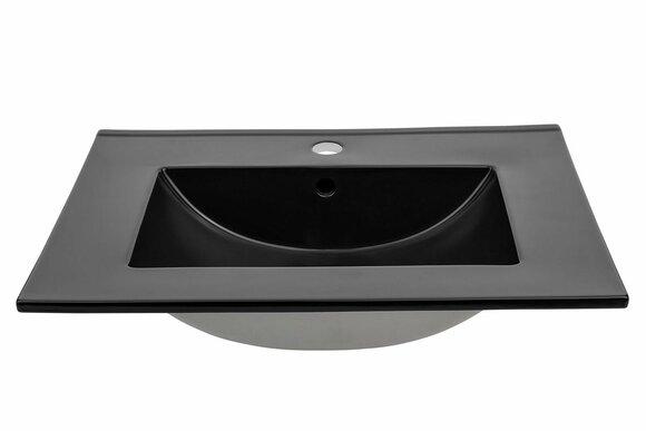 Keramik Waschtisch Waschbecken Einbau Schwarz Becken Waschbecken