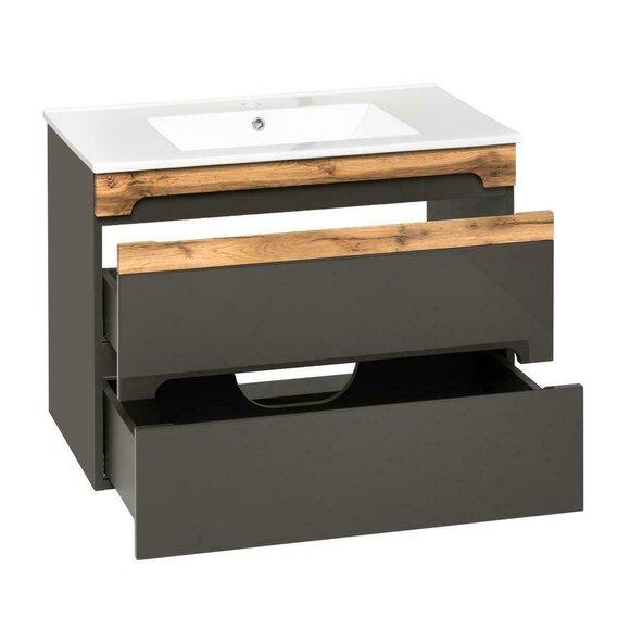 Badmöbel Set 80cm Waschbecken mit Unterschrank Waschtisch Schublade