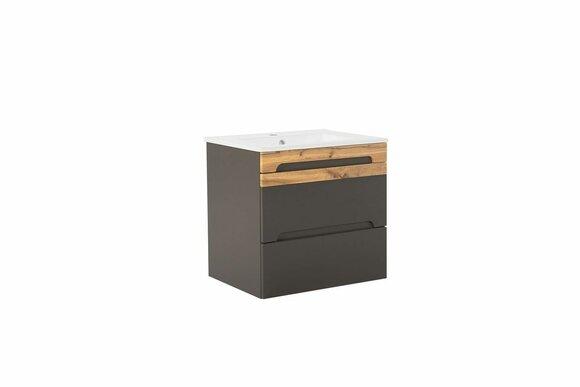 Badmöbel Set 60cm Waschbecken mit Unterschrank Waschtisch Schublade