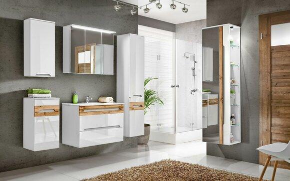 Design Badezimmer Möbel Bad 5 tlg. Set Garnitur Schrank Waschbecken