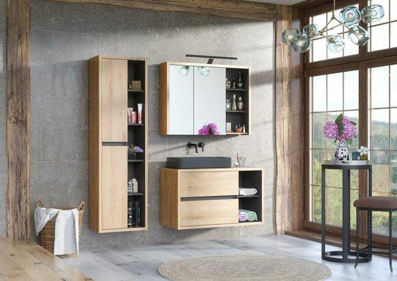Design Badezimmer Möbel Bad 3 tlg. Set Garnitur Schrank Waschbecken