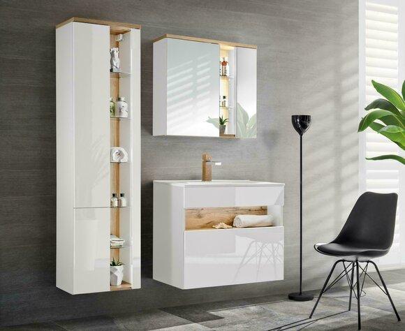 Design Badezimmer Möbel Bad 3 tlg. Set Garnitur Schrank Waschbecken