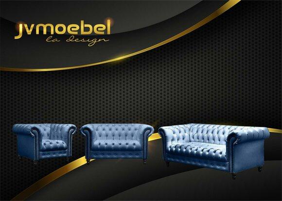 Dreisitzer Chesterfield Sofa Couch Polster Luxus Möbel Stoff Couchen