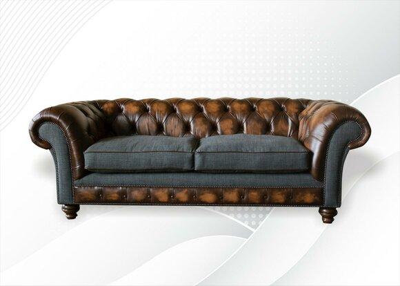 Dreisitzer Couch Polster Design Sofa 3er Sofas Zimmer Braun 220cm