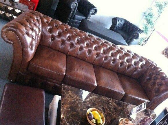 CHESTERFIELD XXL 270cm Big Sofa Couch LEDER SOFA 5-SITZER Winchester