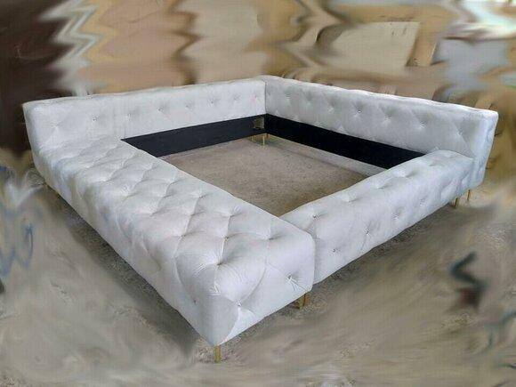 Chesterfield Bett Lederbett Doppelbett Design Betten Gold 180 x 200cm