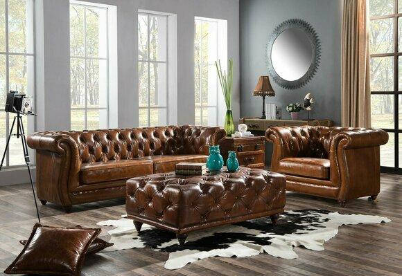 Chesterfield Design Couchtisch Ledertisch Tisch Polster Sofa Beistell Tische Neu