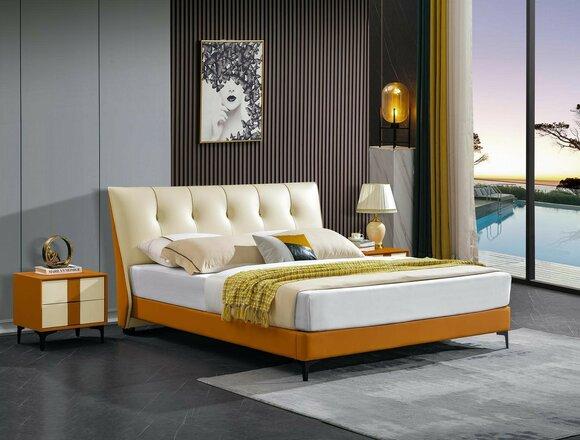 Lederbett Bett Luxus Betten Doppel Ehe Polster Hotel Komplettes Set