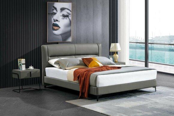 Schlafzimmer Lederbett Komplettes Bett 3 tlg. Garnitur Hotel Sets Nachttischen.