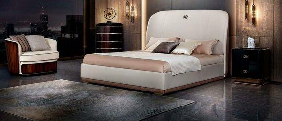 Bett Beige Leder Holz Schlafzimmer Lederbett Modern Design Möbel Luxus Doppel