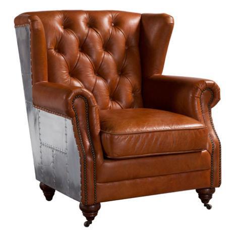 Ohrensessel Echtleder Vintage Cigar Ohrenbackensessel Fernsehsessel