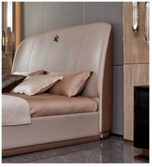 Bett 2x Nachttisch Leder Holz Schlafzimmer Lederbett Modern Design Möbel Luxus