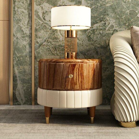 Design Modern Couchtisch Beistelltisch Sofa Wohnzimmer Tisch Leder Design Ф50x55