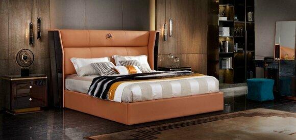 Leder Bett Schlafzimmer Möbel Design Gruppe 3tlg. Set 2x Nachttische Betten Neu