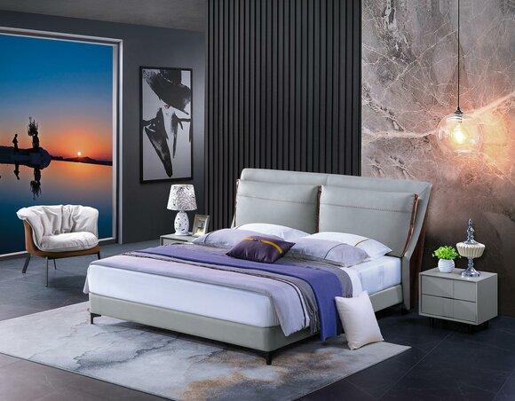 Holzbett Bett Doppelbett Luxus Möbel Schlafzimmer Hotel 180x200cm Betten Leder