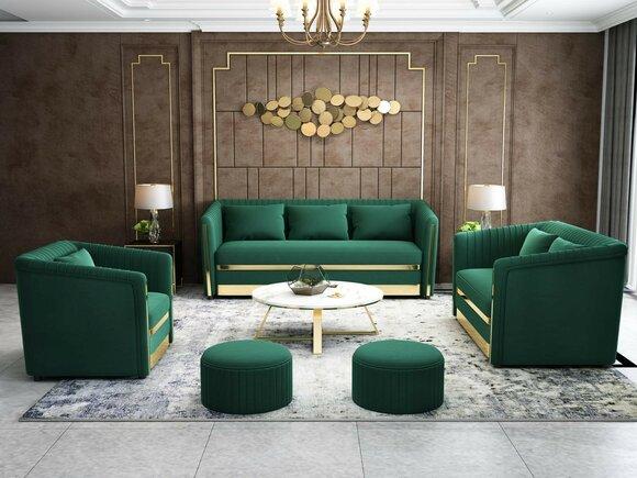 Sofagarnitur 3+2+1 Sitzer Ledersofa Couch Wohnlandschaft Garnitur Design