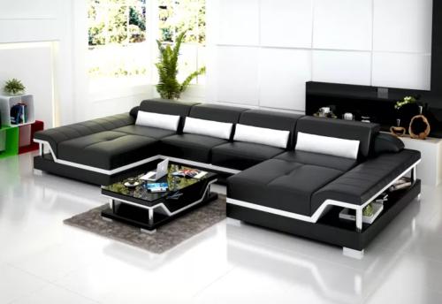 Moderne Ecksofa Couch Polster Eckgarnnitur Sitzpolster Couchtisch Wohnlandschaft