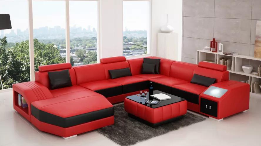 Wohnlandschaft Eckcouch Eckgarnitur Ecksofa Polster Sofa UForm Ledersofa Couch