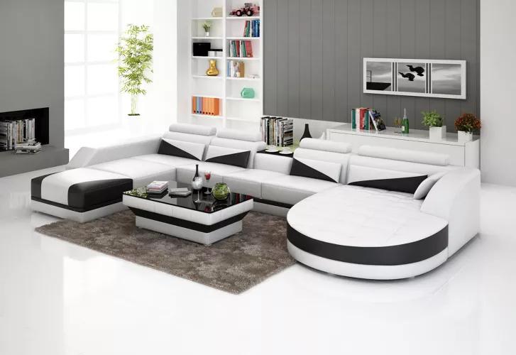 Ecksofa Wohnlandschaft Eckcouch Polster Eckgarnitur Sofa UForm Ledersofa Couch