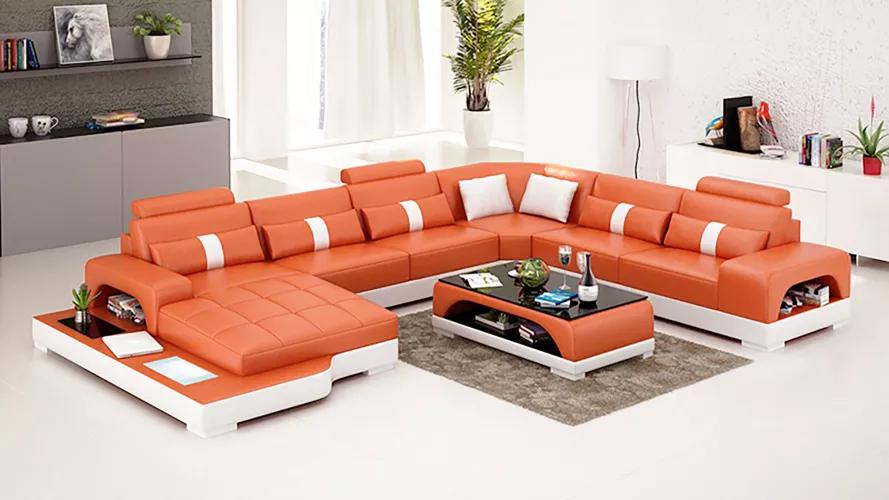 Ecksofa Polster Ecksofa U-Form Modernes Sofa Ledersofa Designer-Sofa
