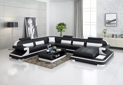 Wohnlandschaft Ecksofa UForm Modernes Sofa Ledersofa Eckgarnitur Polster Couchen