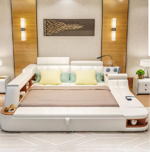 Multifunktion Bett Luxus Design Leder Betten Hotel Doppel Ablage Regal