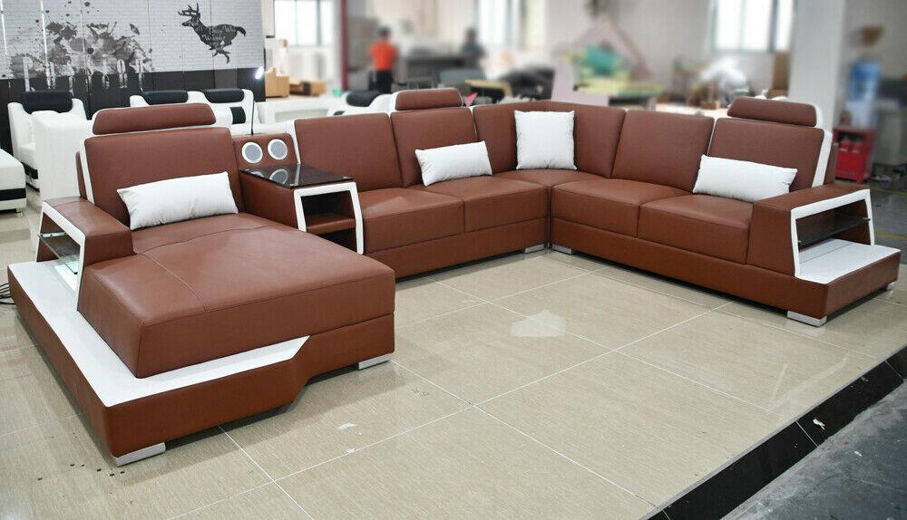 ecksofa led beleuchtet couch sofa eck ledersofa couchen wohnlandschaft garnitur