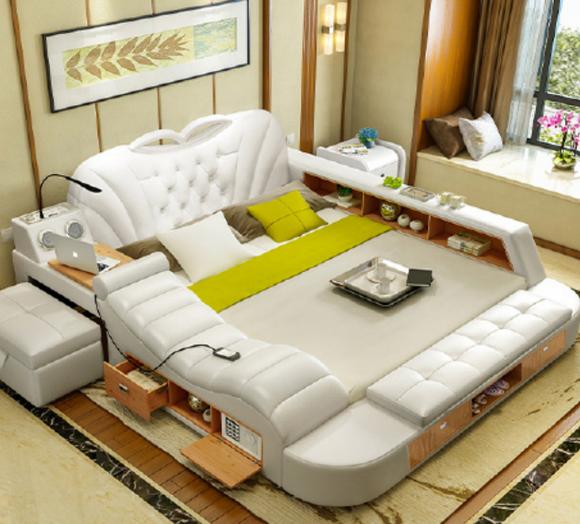 Doppel Luxus Design Leder Bett Polster Betten Moderne Hotel Multifunktion1