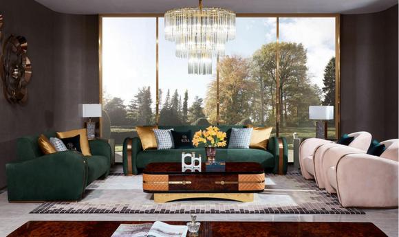 Luxus Sofagarnitur 4tlg. Set Sofa Ledersofa Polster Chesterfield Couch