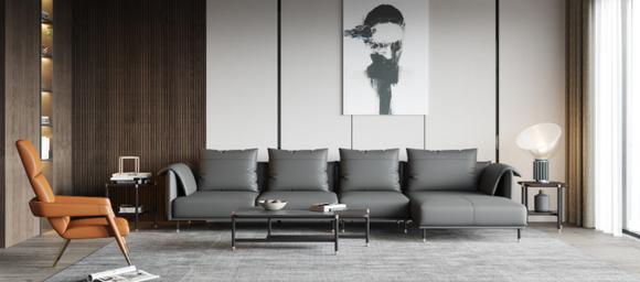 Ecksofa Garnitur Couch Grau Leder L Form Sofa Couchen Design Polster