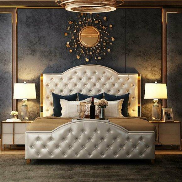 Bett Polster Design Luxus Doppel Hotel Betten Schlaf Zimmer Leder