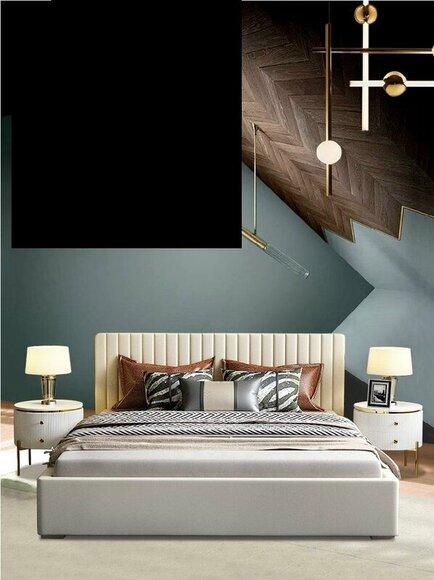 Designer Bett Schlafzimmer Doppelbett Betten Leder Hotel Luxus Polster