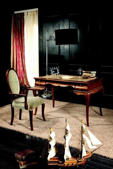 Holz Möbel Luxus Büro 2tlg Set Schreibtisch Sessel Italienische Tische Barock
