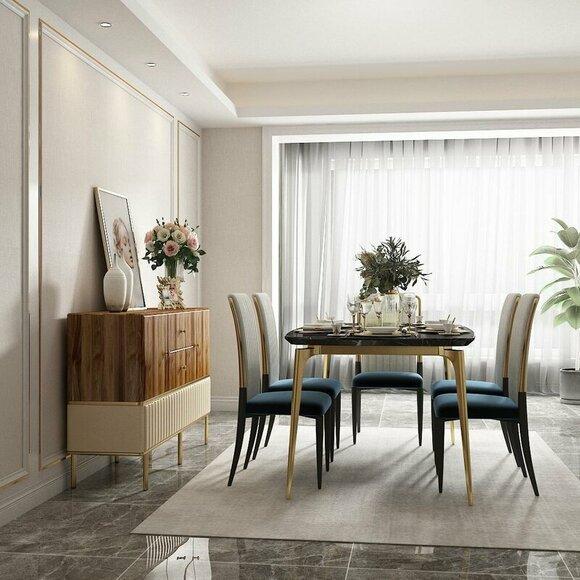 Esszimmer Gruppe Komplett Set Garnitur 7tlg Tisch Tische Luxus Holz Möbel