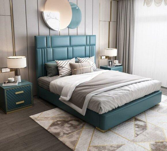 Leder Luxus Hotel Bett Doppel Polster Betten Schlaf Zimmer 180x200 Doppe