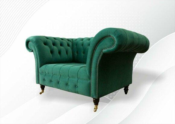 Chesterfield Sessel Textil Grün Design Polster Neu Kreative Wohnzimmer