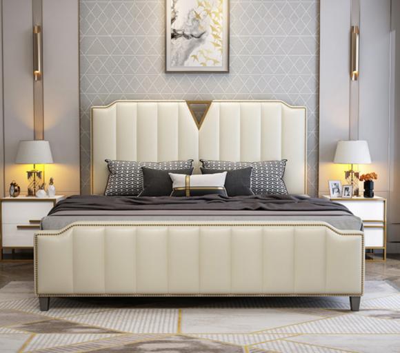 Designer Bett 180x200 Leder Hotel Metall Betten Doppel Schlaf Zimmer Luxus