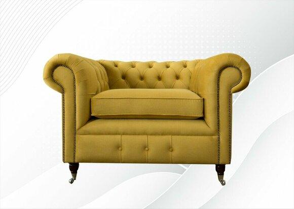 Chesterfield Sessel Textil Stoff Kreative Gelb Möbel Neu Wohnzimmer Modern