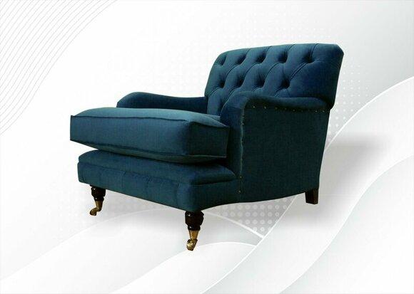 Chesterfield Sessel Dunkelblau Neu Kreative Modern Stoff Textil Luxus