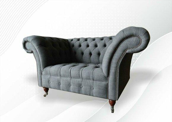 Chesterfield Sessel Stoff Grau Kreative Möbel Neu Textil Wohnzimmer