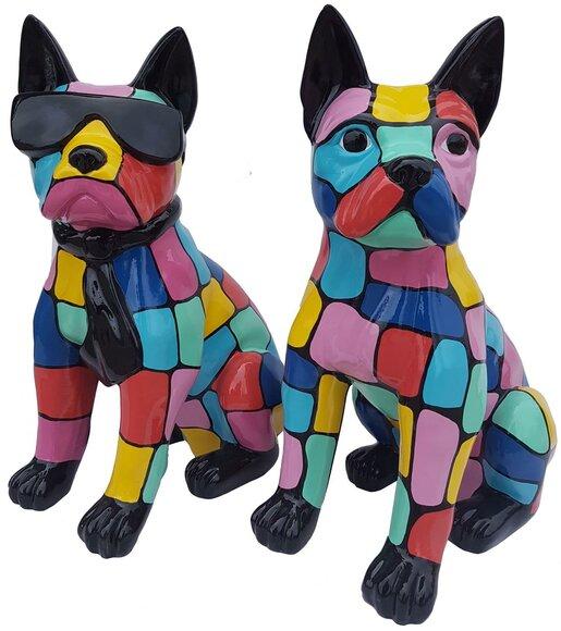 Design Figuren Skulpturen Moderne Bulldogge Skulptur Garten Dekoration Hund Deko