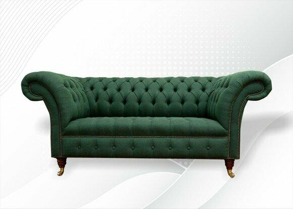 Chesterfield 2 Sitzer Stoff Grün Textil Sofa Modern Kreative Wohnzimmer