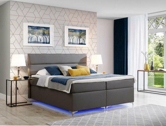 Boxspring Bett Doppelbett Lederbett Betten Polster Schlafzimmer Möbel 180x200