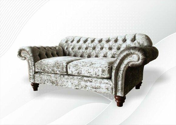 Chesterfield 2 Sitzer Silberne Wohnzimmer Couch Sofas Design Couchen