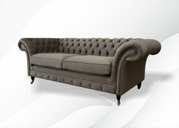 Taupe Chesterfield 3 Sitzer Taupe Möbel Modern Design Textil Wohnzimmer