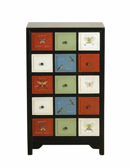 Bunter Apotheken Schrank Kommode Sideboard Hoch Schränke Echtes Holz