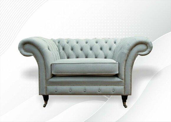 Chesterfield Sessel Grau Textil Neu Wohnzimmer Modern Stoff Sofas Couchen