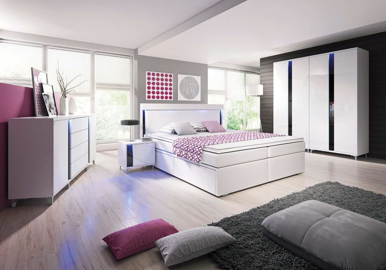 Design Schlafzimmer Garnituren Komplett Schrank Bett Kommode Nachttisch